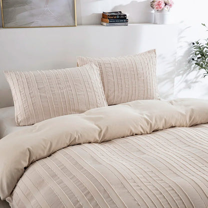 Boho Dekbedovertrekset – Getuft & Gestreept – Luxe Microvezel – Beige – Twin & King Formaat