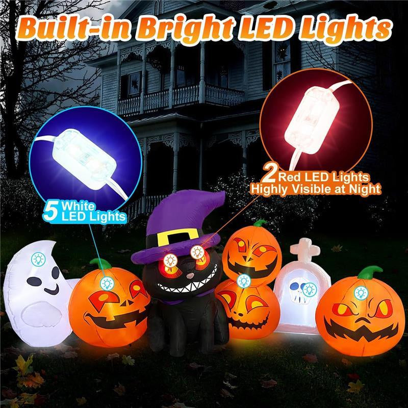 88-ft Opblaasbare Halloween Decoratie – Spook & Pompoen met LED-licht | Outdoor Halloween Ornament
