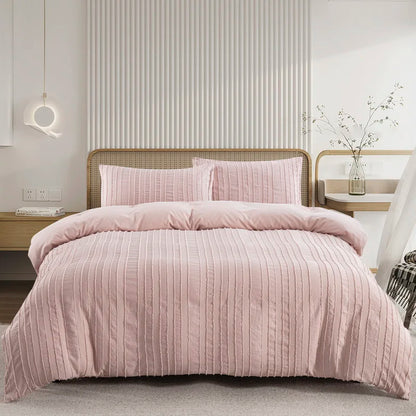 Boho Dekbedovertrekset – Getuft & Gestreept – Luxe Microvezel – Beige – Twin & King Formaat