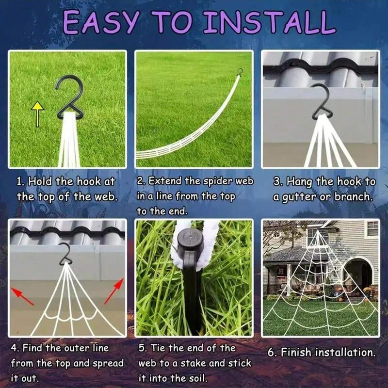 Halloween LED Spinnenweb Licht – 5M | 250 Paarse LED’s | Buiten & Binnen Decoratie