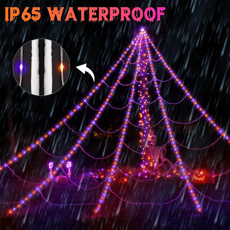 Halloween LED Spinnenweb Licht – 5M | 250 Paarse LED’s | Buiten & Binnen Decoratie