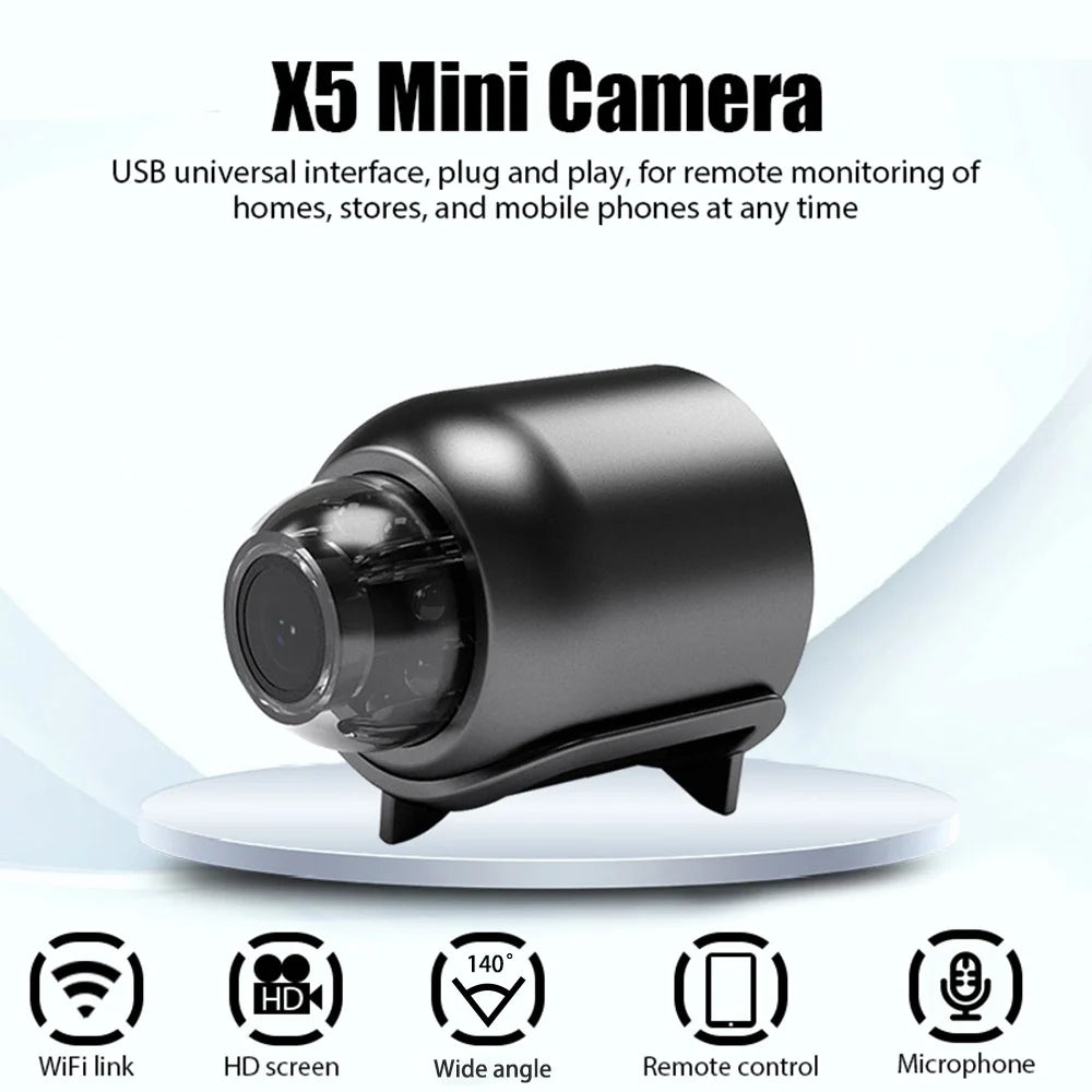 720P HD X5 Mini Wifi Camera Included Sound Detector for Home Office 120 Degrees Micro Baby Monitor
