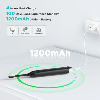 Elektrische Tandenborstel – Inclusief 8 Opzetborstels – 5 Poetsstanden – USB Oplaadbaar – Waterdicht IPX7