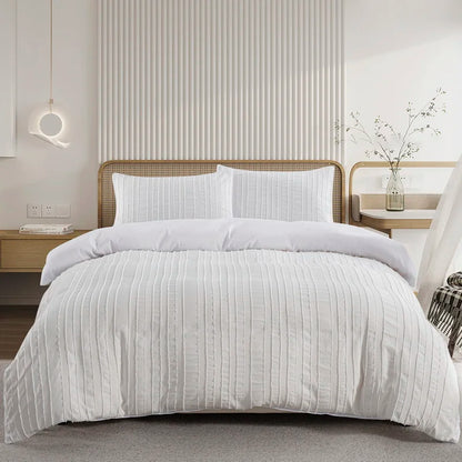 Boho Dekbedovertrekset – Getuft & Gestreept – Luxe Microvezel – Beige – Twin & King Formaat