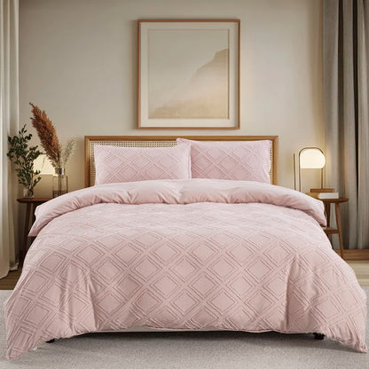 Boho Dekbedovertrekset – Getuft & Gestreept – Luxe Microvezel – Beige – Twin & King Formaat