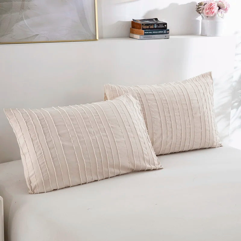 Boho Dekbedovertrekset – Getuft & Gestreept – Luxe Microvezel – Beige – Twin & King Formaat